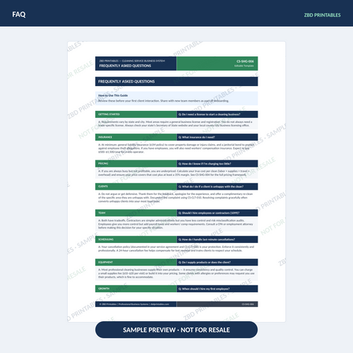 Sample page from Cleaning Professional Agreement Kit