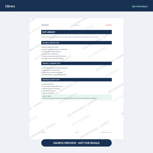 Sample page from Pest Control Ultimate Business System