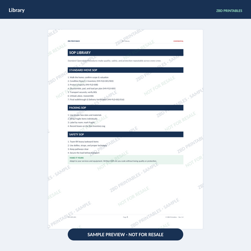 Sample page from Moving Ultimate Business System