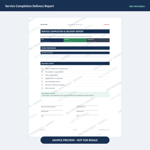 Sample page from Auto Repair Professional Agreement Kit