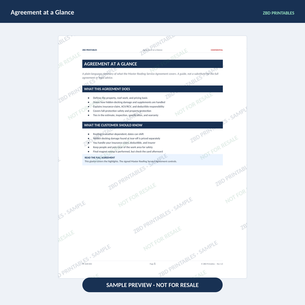 Roofing Professional Agreement Kit