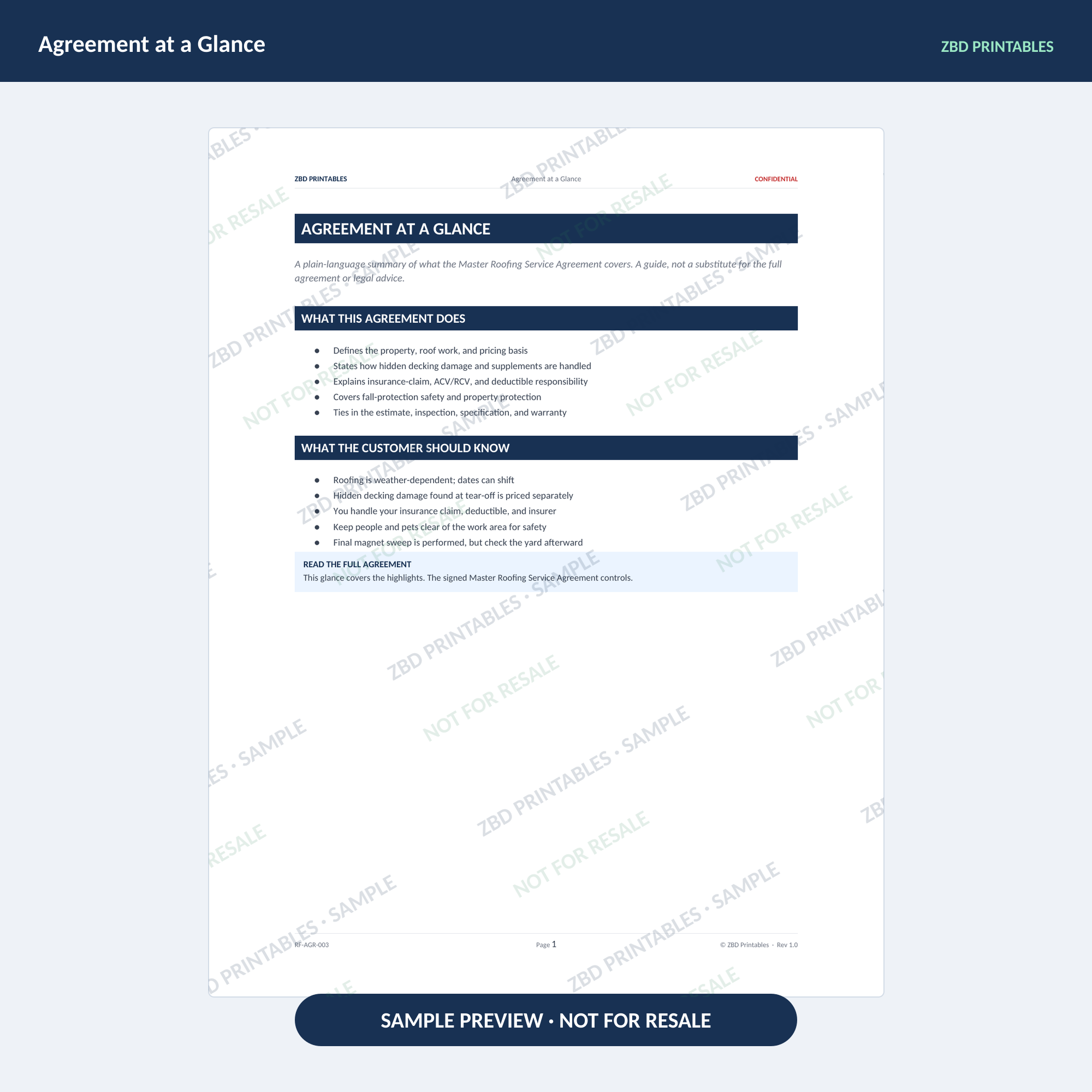 Roofing Professional Agreement Kit