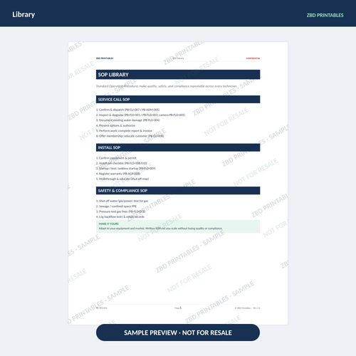 Sample page from Plumbing Ultimate Business System