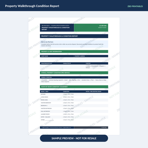 Sample page from Cleaning Business Starter Kit
