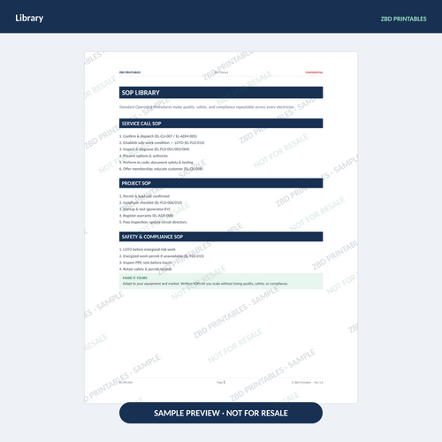 Sample page from Electrical Ultimate Business System