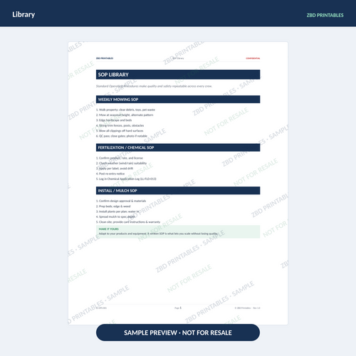 Sample page from Landscaping Ultimate Business System