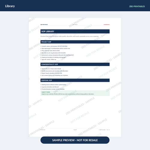 Sample page from Home Organizing Ultimate Business System