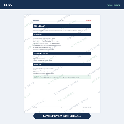 Sample page from Snow Removal Ultimate Business System