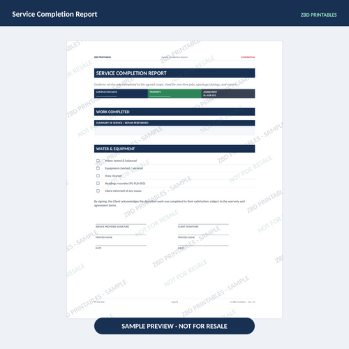 Sample page from Pool Service Business Starter Kit